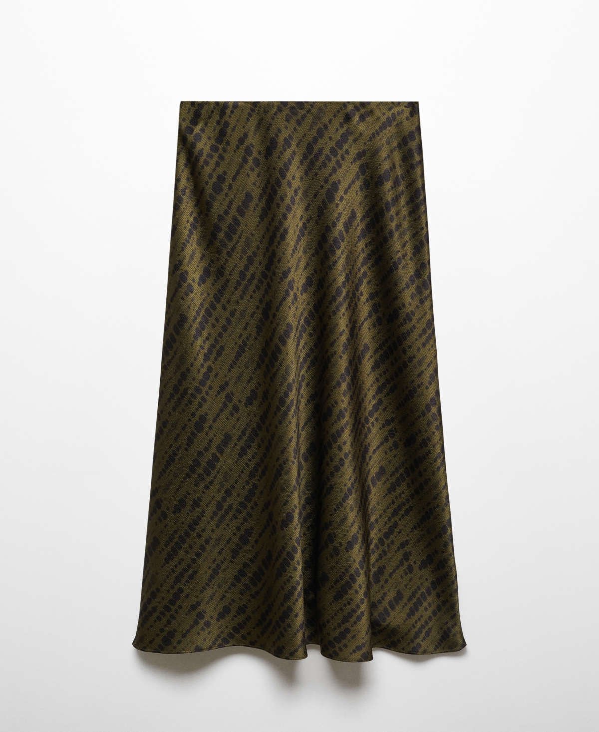 Shop Mango Women's Printed Satin Skirt In Khaki