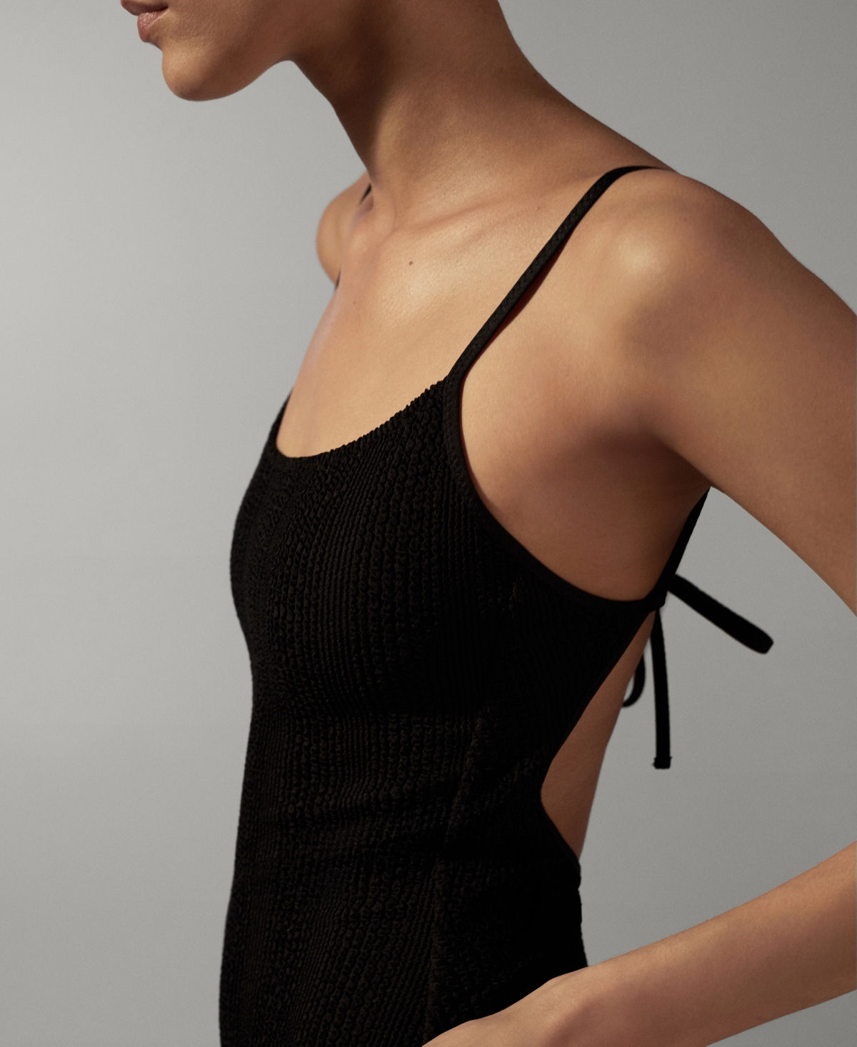 Shop Mango Women's Textured Swimsuit In Black