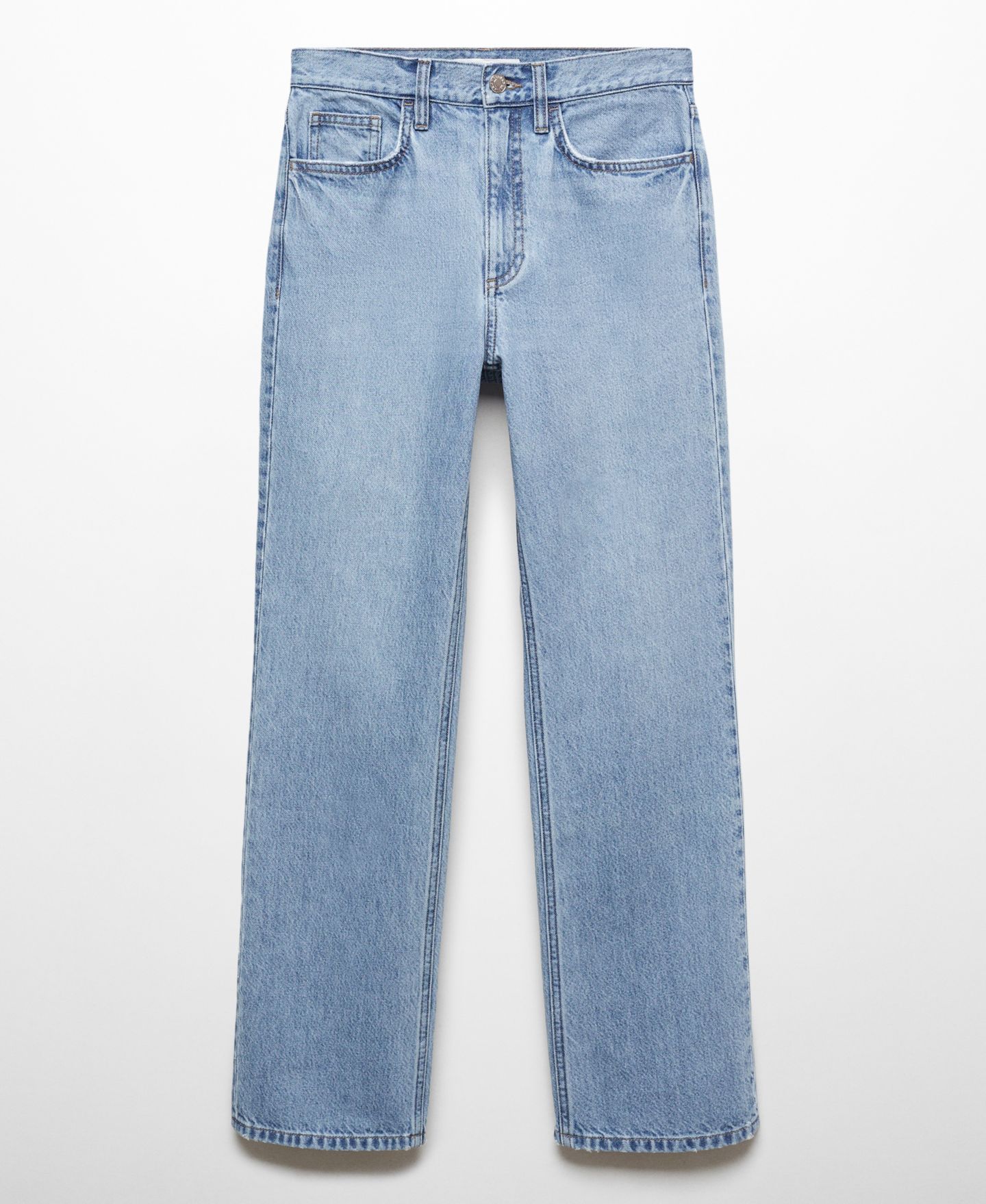Женские джинсы Mango Mid-Rise Straight, цвет: Средний синий — фото 5