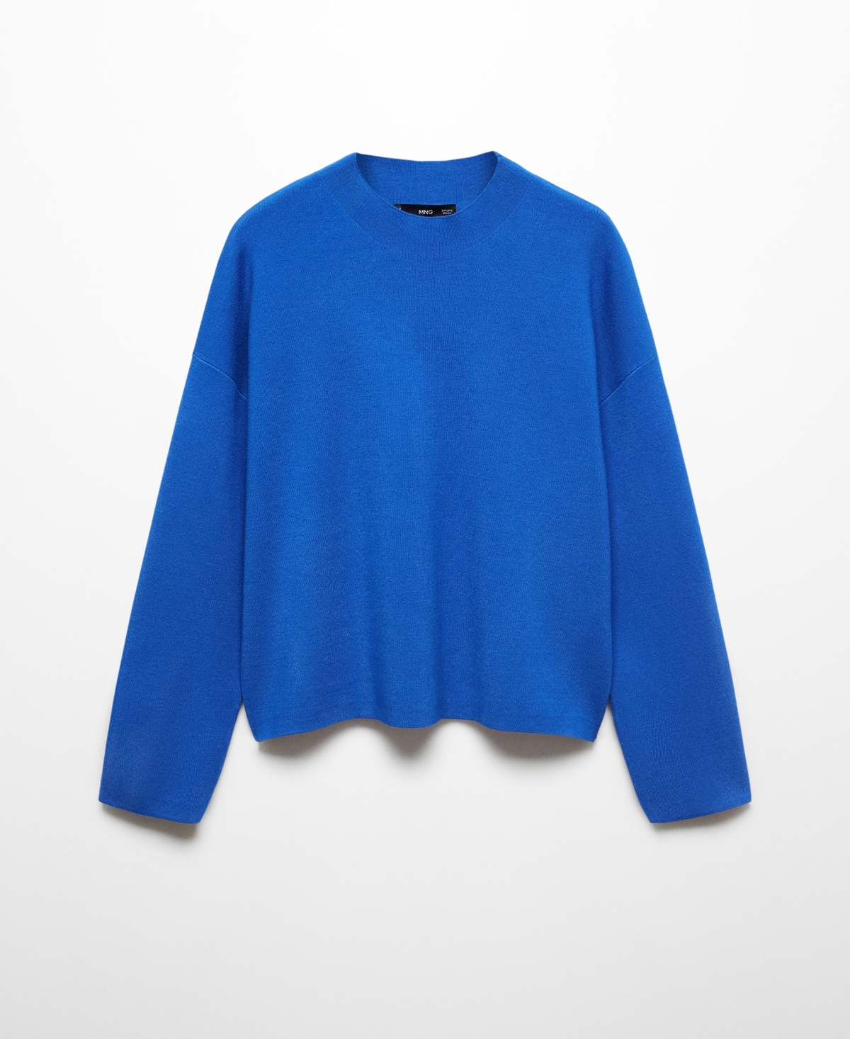 Mango Perkins Neck Knitted Sweater Blue