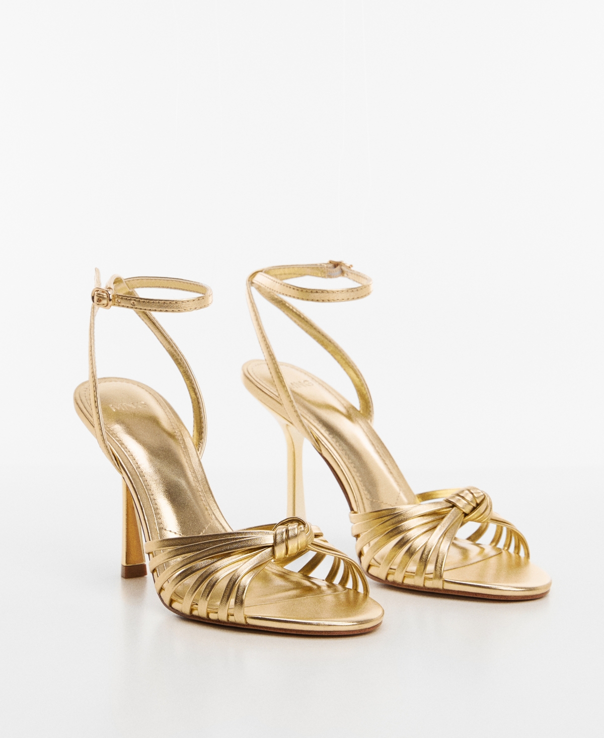 Shop Mango Women's Strappy Heeled Sandals In Gold