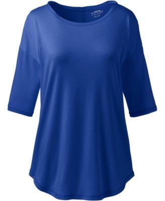Women's Supima Micro Modal Elbow Sleeve Balletneck Curved Hem Top