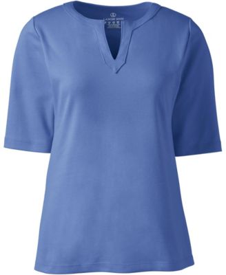 Women's Cotton Polyester Modern Half Sleeve Splitneck