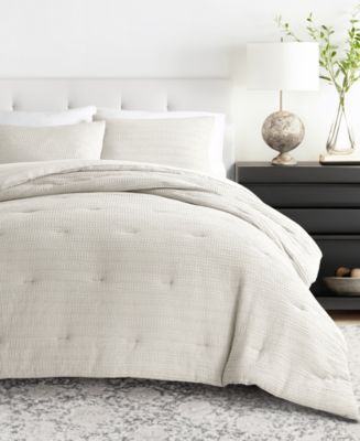 Waffle Textured King Comforter Set - Dune