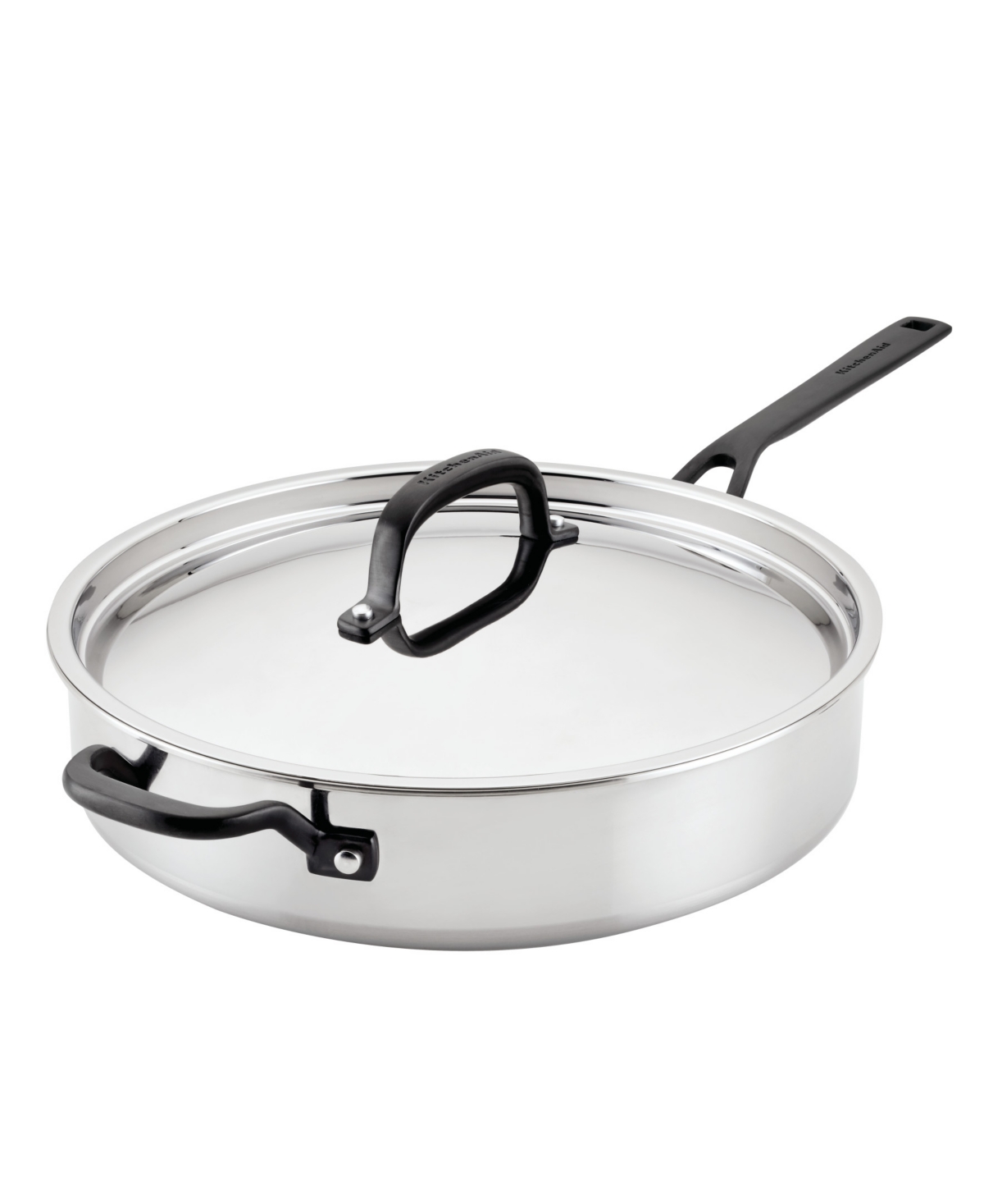 Kitchenaid 5-ply Clad Stainless Steel 5 Quart Induction Saute Pan With Lid In Polished Stainless Steel