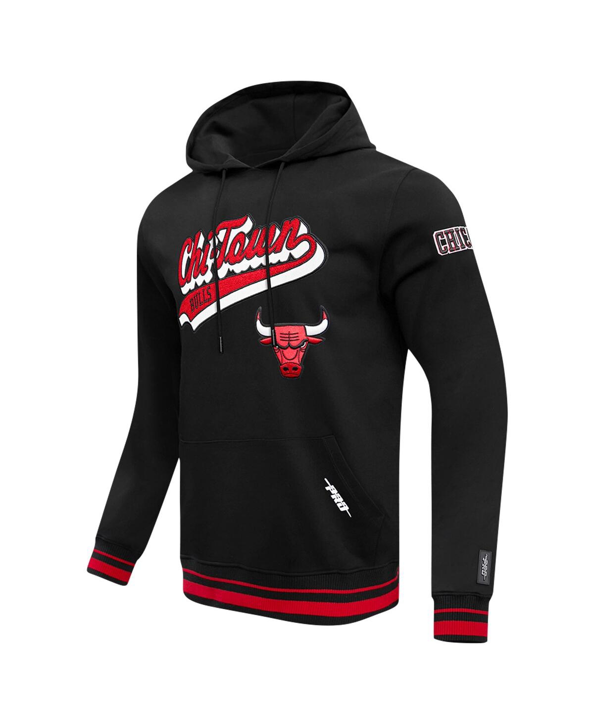Pro Standard Black Chicago Bulls Script Tail Pullover Hoodie In Black