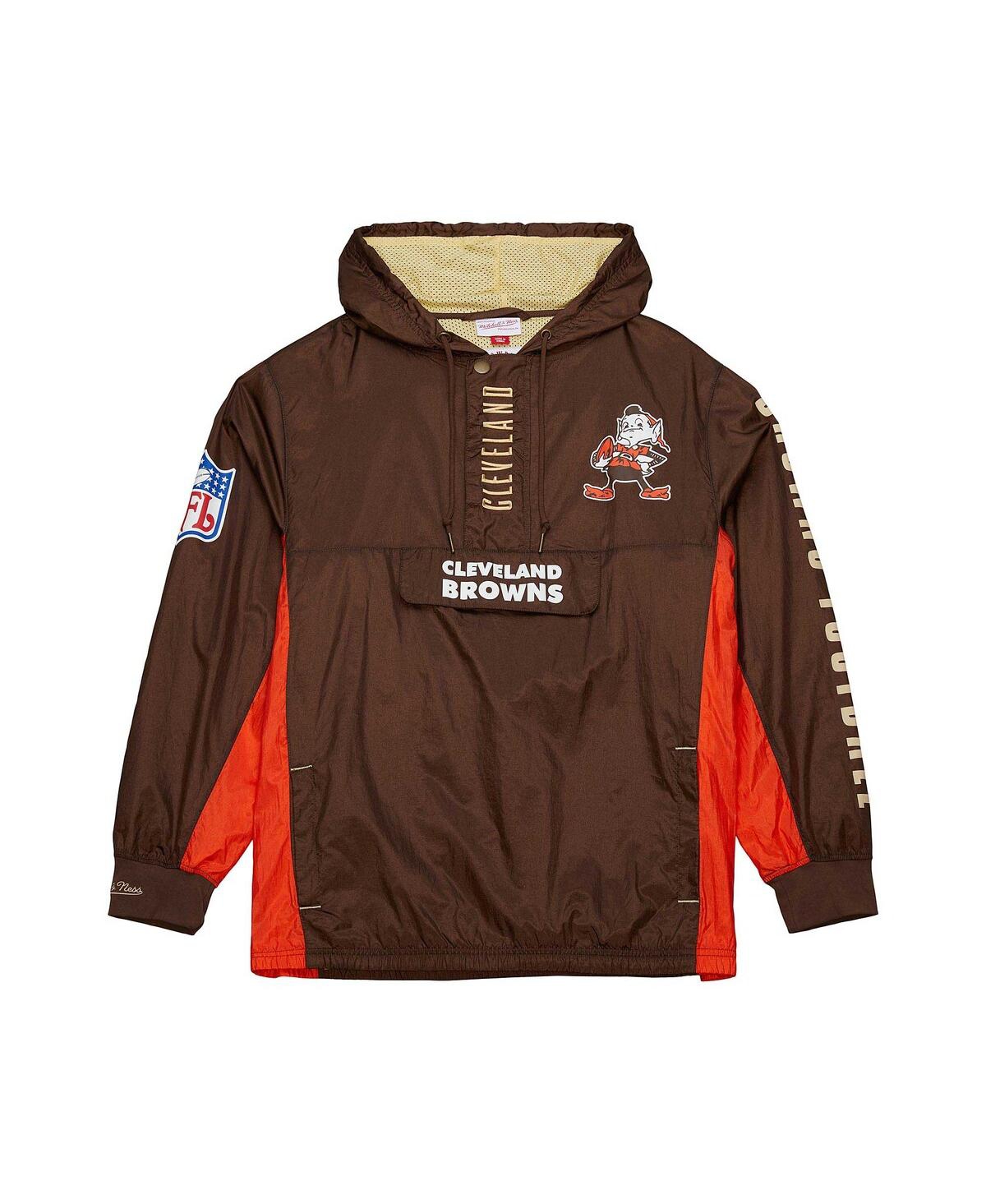 Shop Mitchell & Ness Men's  Brown Distressed Cleveland Browns Team Og 2.0 Anorak Vintage-like Logo Quarter
