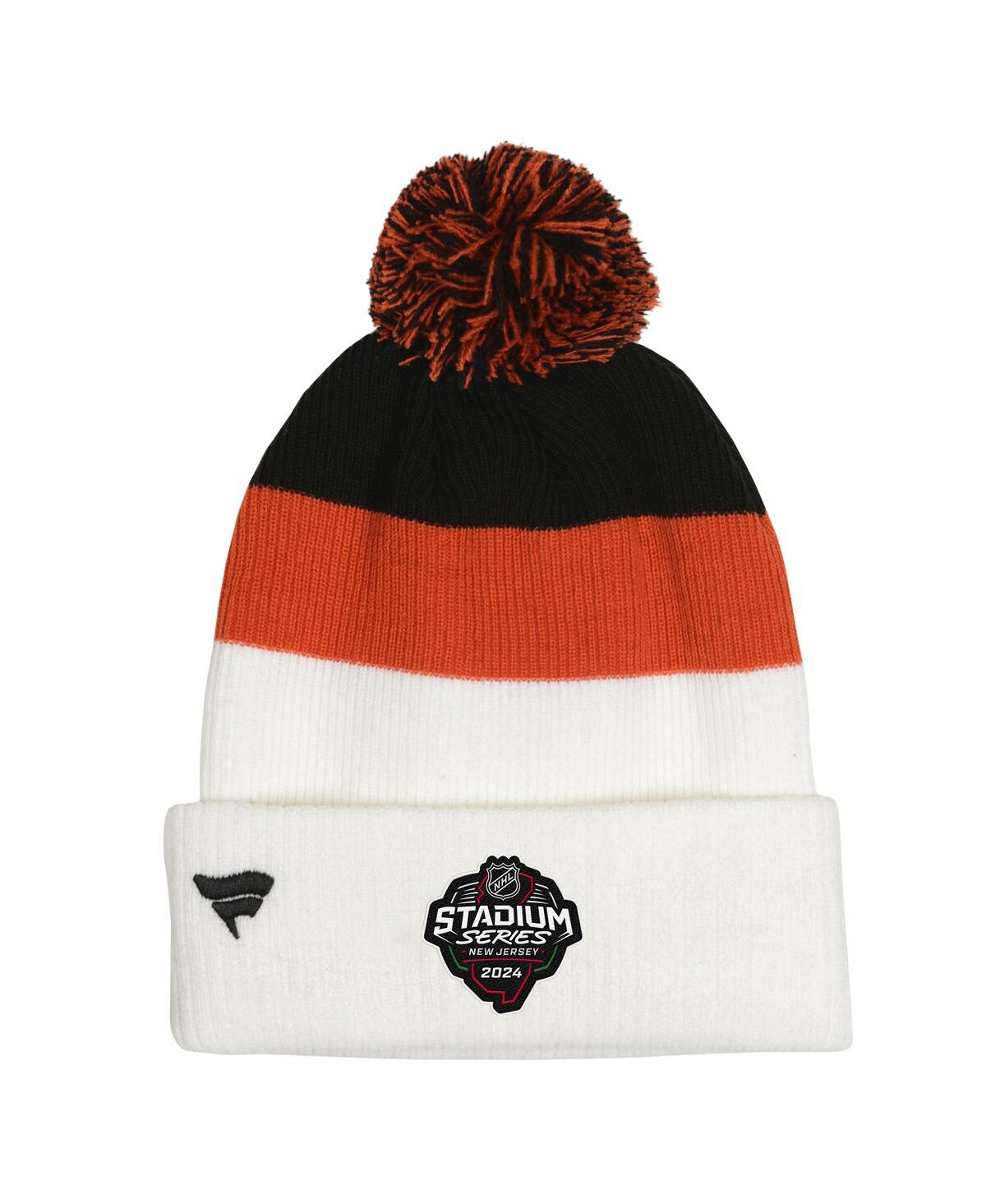 Shop Fanatics Youth Boys And Girls  White, Orange Philadelphia Flyers 2024 Nhl Stadium Series Pom Knit Hat In White,orange