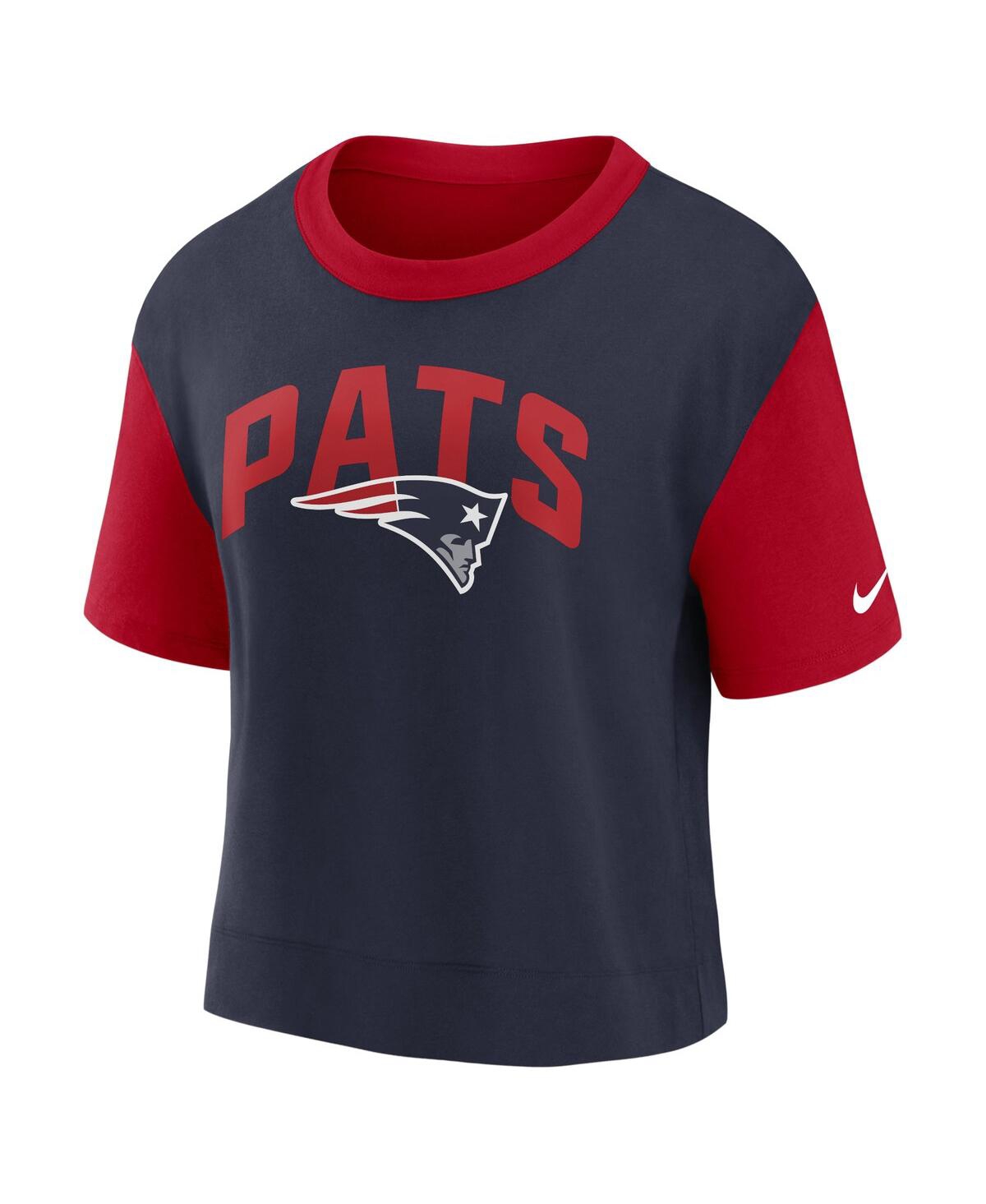 Nike Women's  Red, Navy New England Patriots High Hip Fashion T-shirt In Red,navy