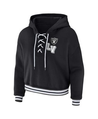 Women's Black Las Vegas Raiders Lace-Up Pullover Hoodie