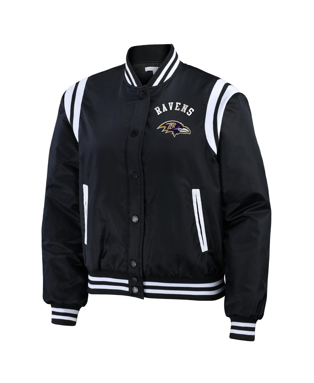 Shop Wear By Erin Andrews Women's  Black Baltimore Ravens Full-snap Bomber Jacket