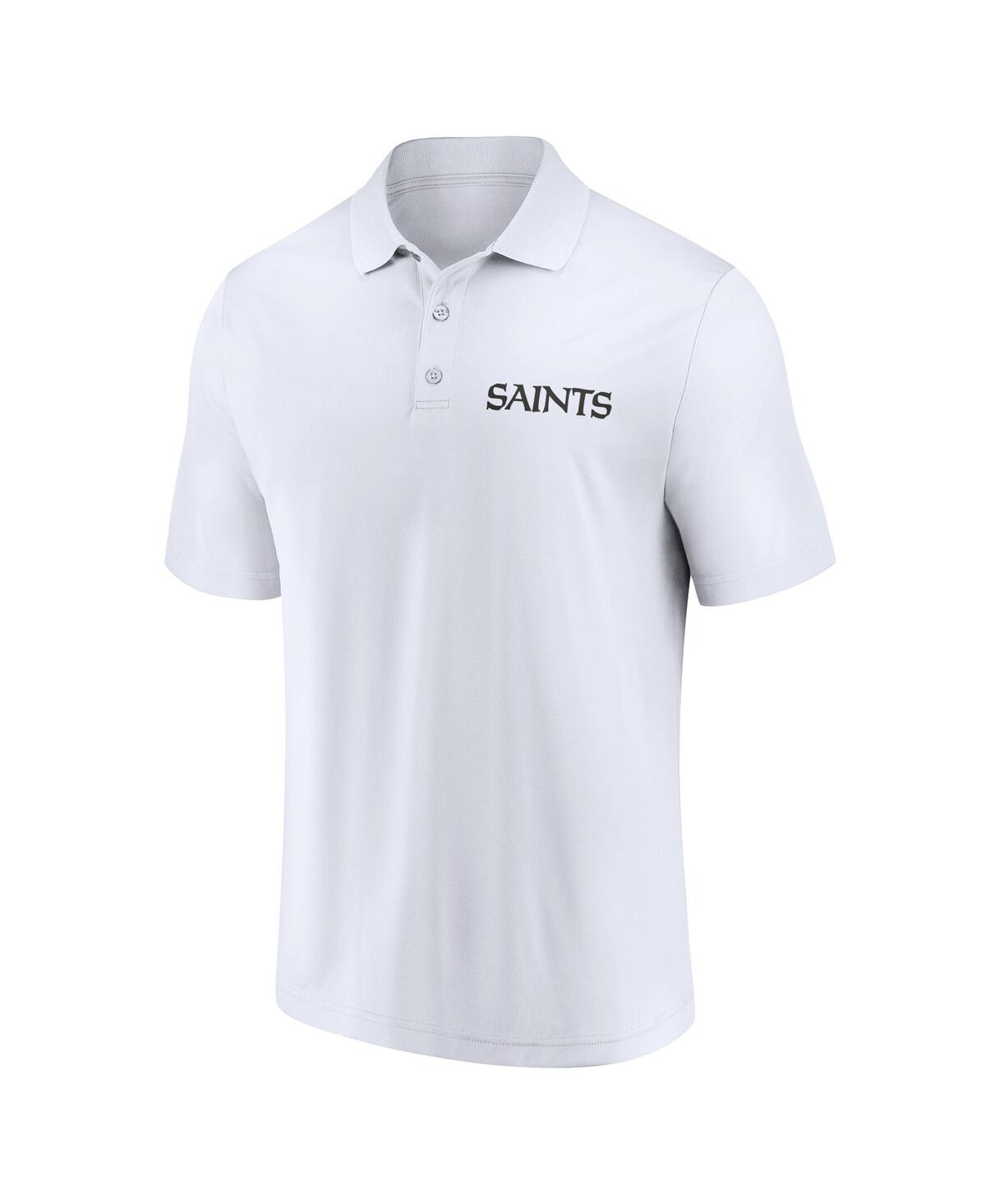 Shop Fanatics Men's  White, Black New Orleans Saints Lockup Two-pack Polo Shirt Set In White,black