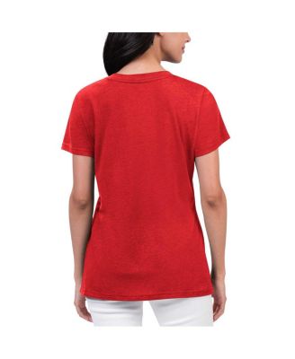 Women's Red Distressed St. Louis Cardinals Key Move V-Neck T-shirt
