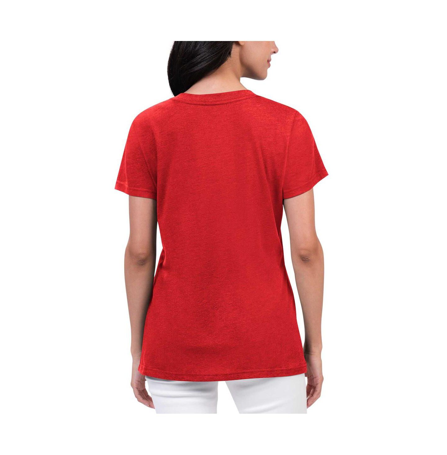 Женская футболка G-III 4Her by Carl Banks Red Distressed St. Louis Cardinals Key Move V-Neck — фото 2