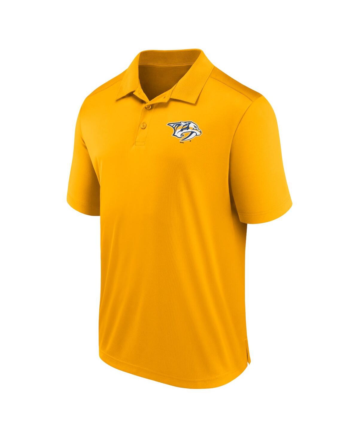 Shop Fanatics Men's  Gold Nashville Predators Left Side Block Polo Shirt