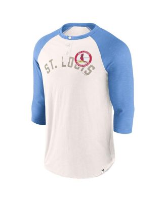 Men's White, Light Blue St. Louis Cardinals Backdoor Slider Raglan 3/4-Sleeve T-shirt