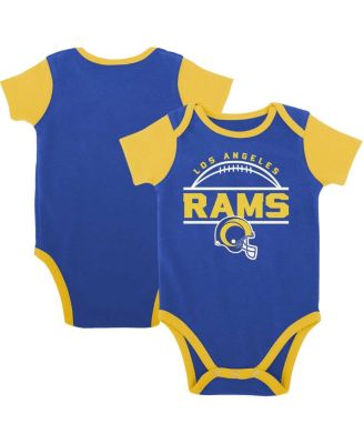 Baby Boys and Girls Royal, Gold Los Angeles Rams Home Field Advantage Three-Piece Bodysuit, Bib and Booties Set