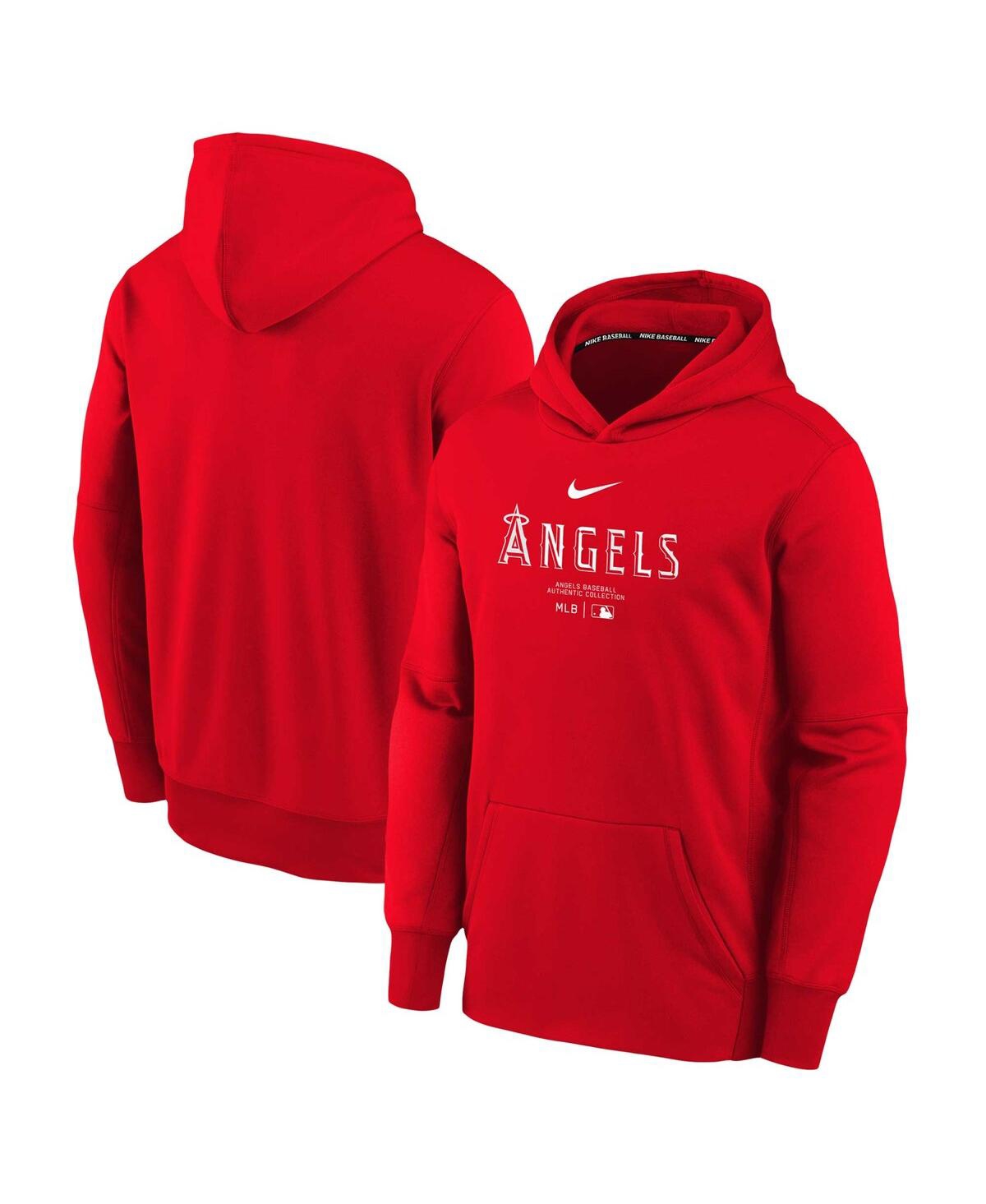 Shop Nike Big Boys  Red Los Angeles Angels Authentic Collection Performance Pullover Hoodie