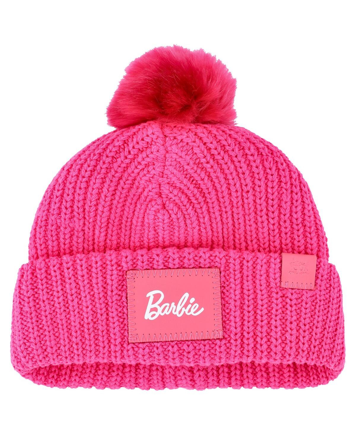 Shop Love Your Melon Youth Boys And Girls  Pink Barbie Satin Lined Cuffed Knit Hat With Pom
