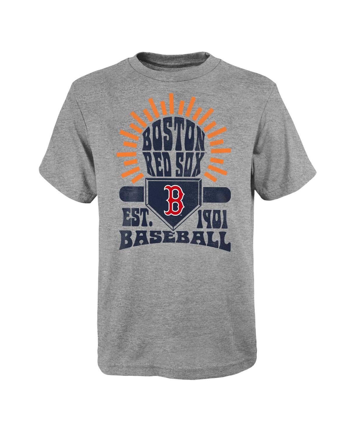 Shop Outerstuff Big Boys Gray Distressed Boston Red Sox Sun Burst T-shirt