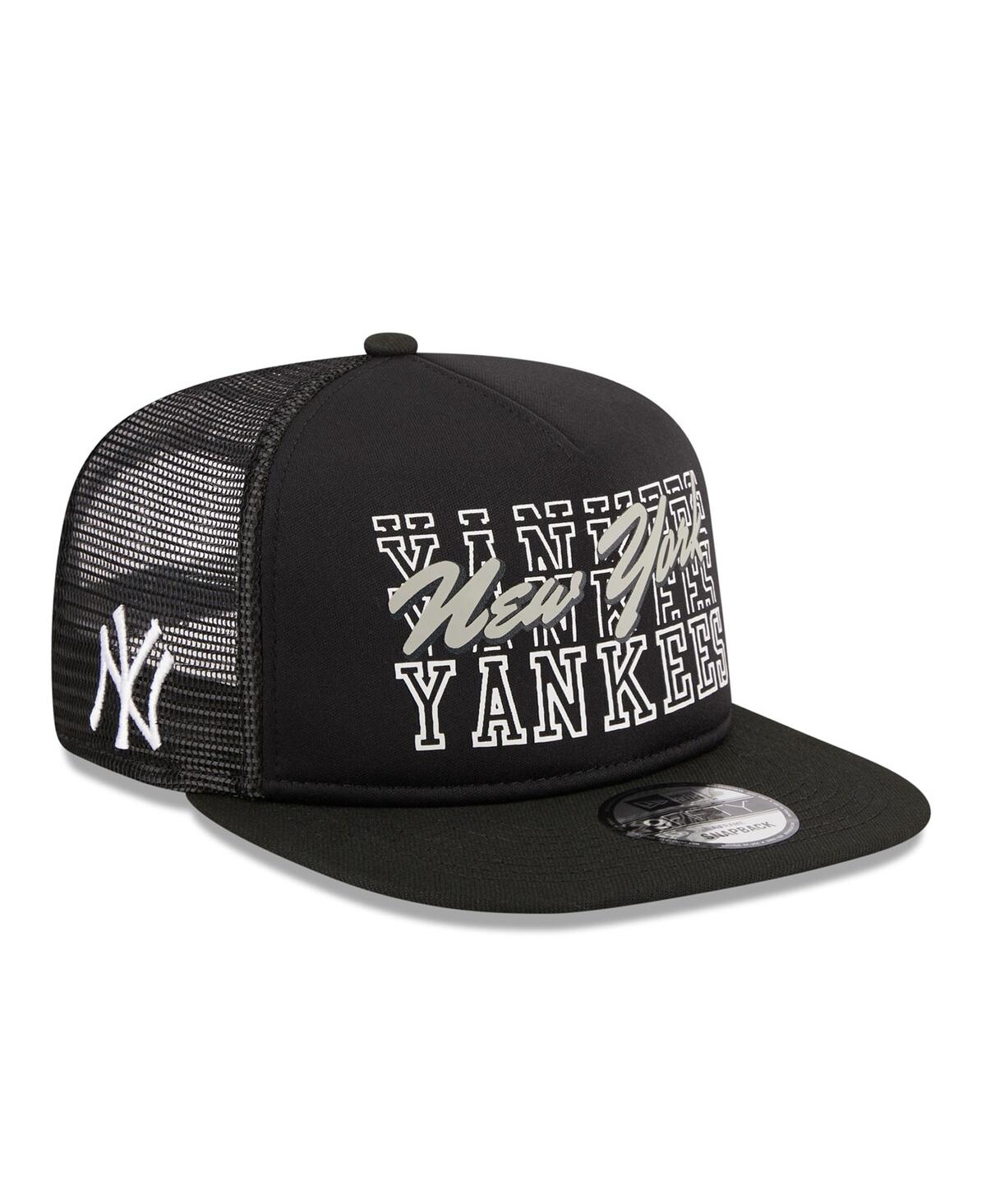 Shop New Era Men's  Black New York Yankees Street Team A-frame Trucker 9fifty Snapback Hat