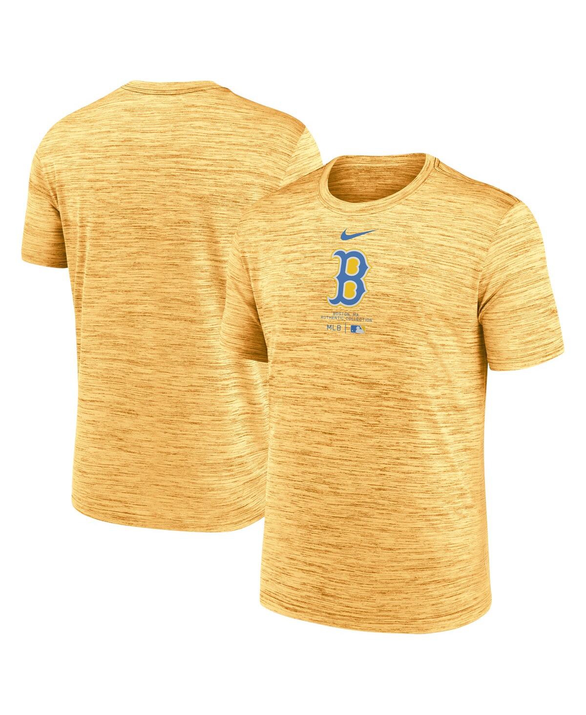 Shop Nike Men's  Gold Boston Red Sox City Connect Practice Velocity Performance T-shirt
