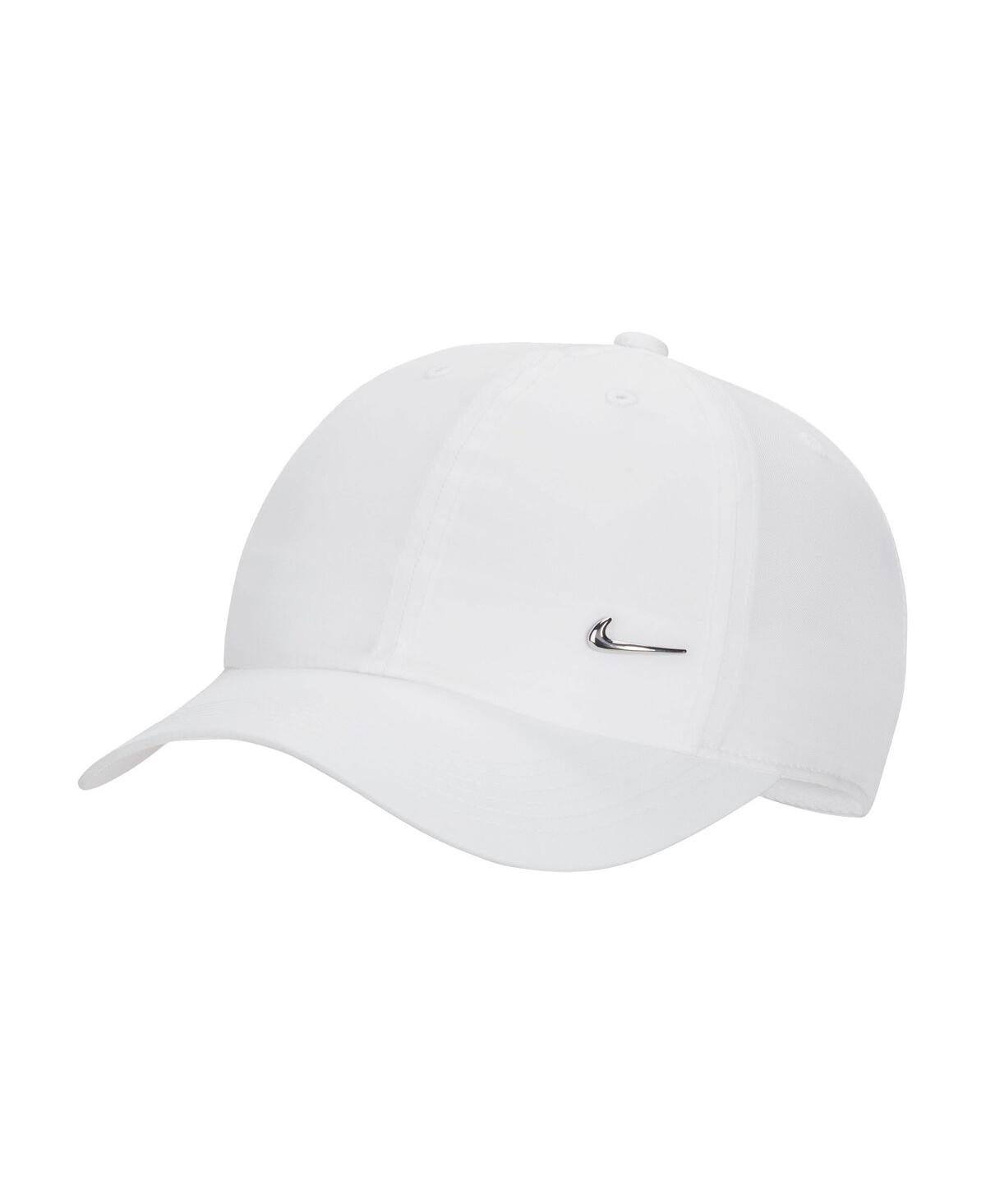 Nike Dri-fit Club Kids' Unstructured Metal Swoosh Cap In White