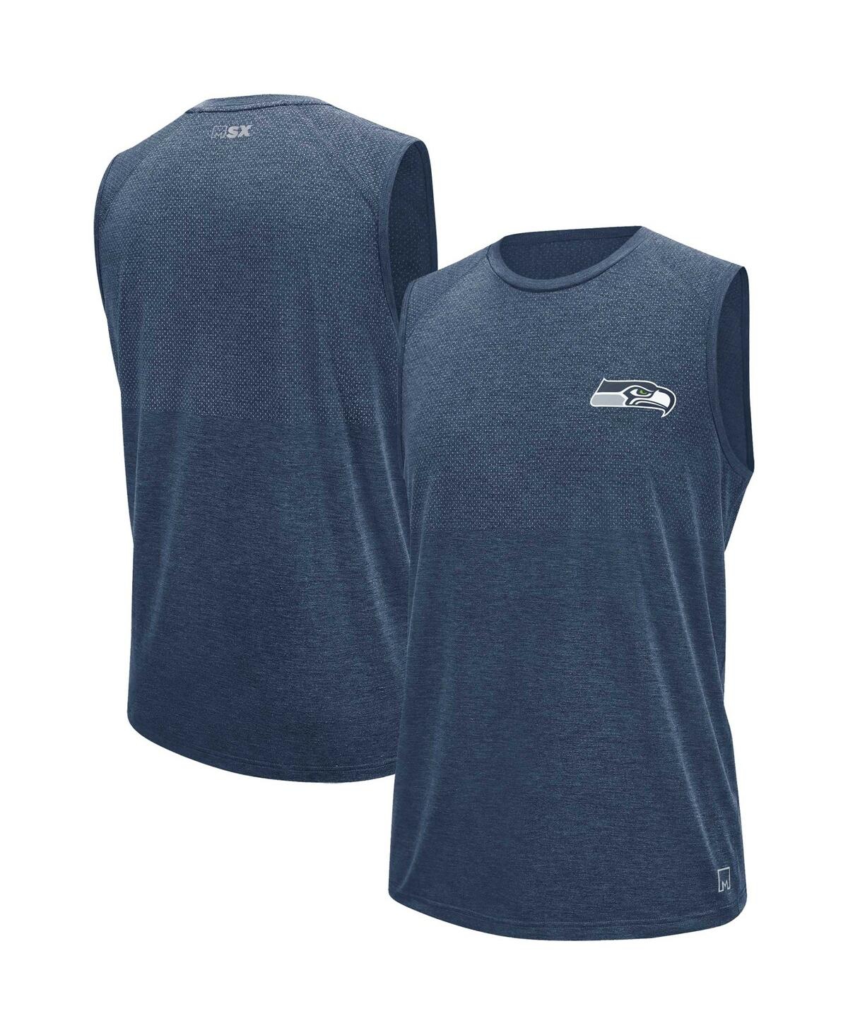 Shop Msx By Michael Strahan Men's  College Navy Seattle Seahawks Warm Up Sleeveless T-shirt