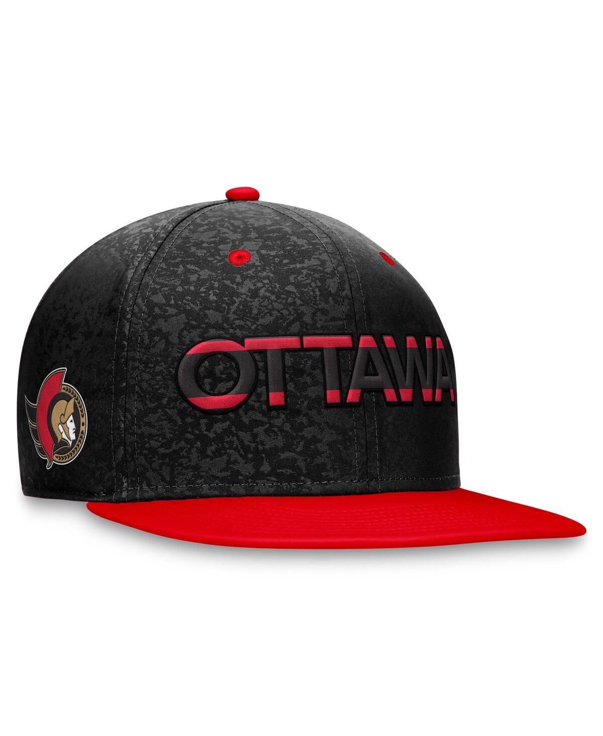 Shop Fanatics Men's  Black, Red Ottawa Senators Authentic Pro Rink Two-tone Snapback Hat In Black,red