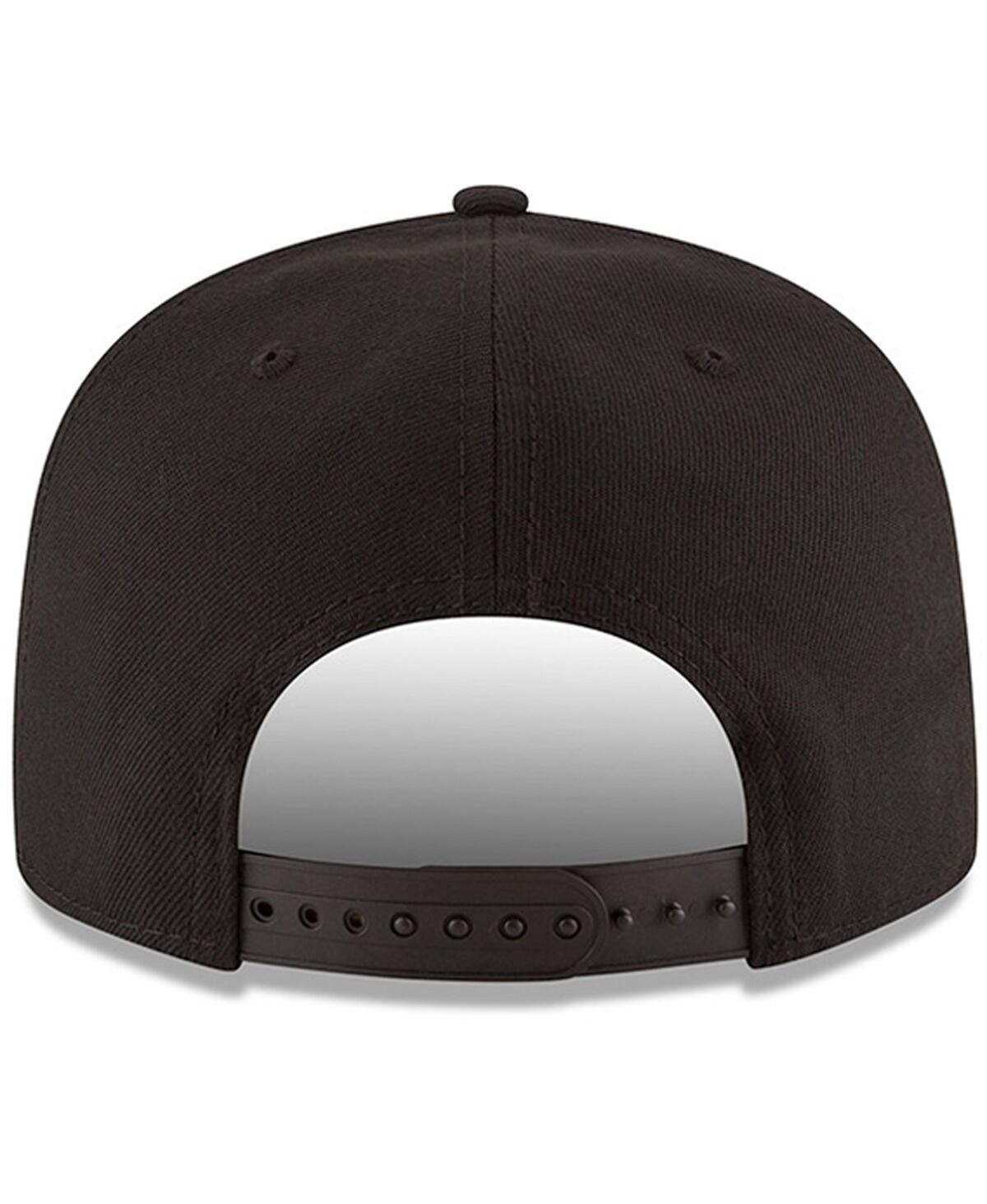 New Era Men's  Black Atlanta Hawks Black And White Logo 9fifty Adjustable Snapback Hat In Black