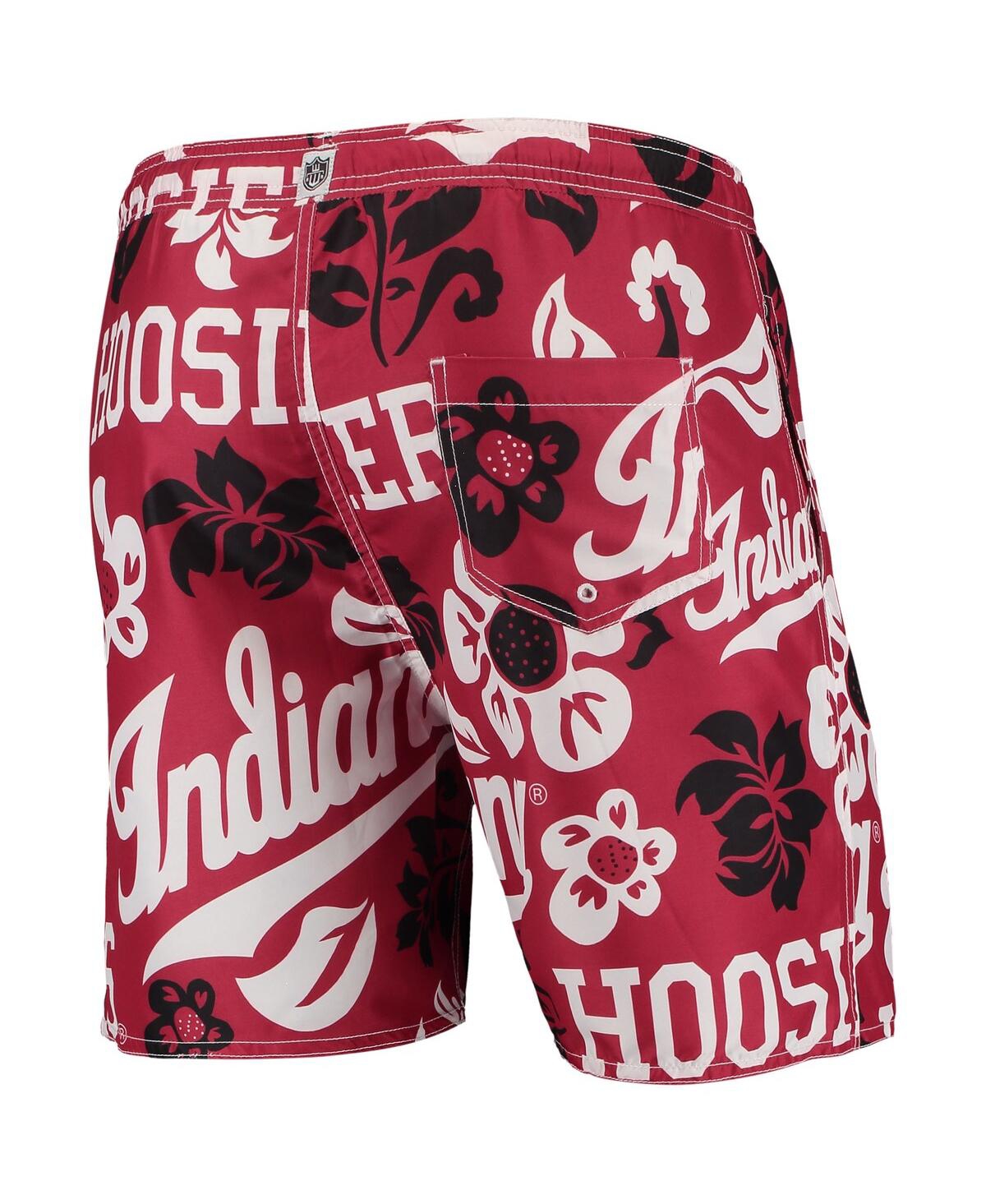 Shop Wes & Willy Men's  Crimson Indiana Hoosiers Floral Volley Logo Swim Trunks