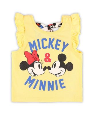 Baby Boys and Girls Minnie Mouse Red, White T-Shirt and Shorts Set