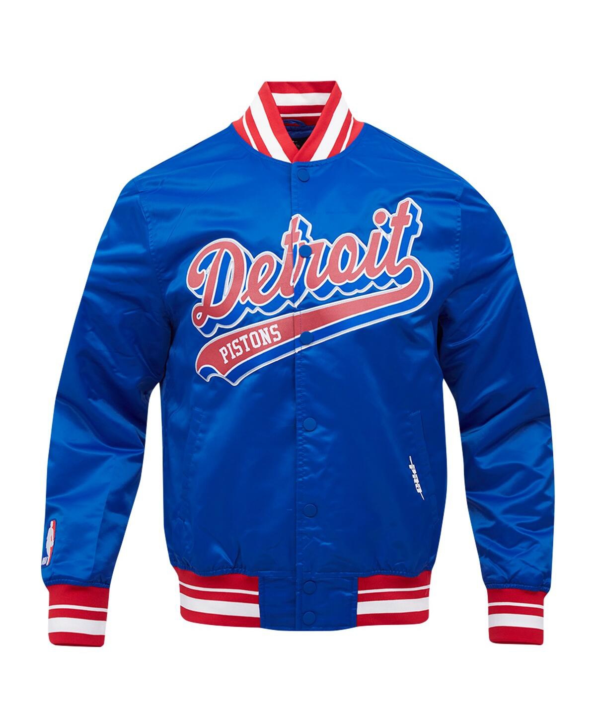 Shop Pro Standard Men's  Blue Detroit Pistons Script Tail Full-snap Satin Varsity Jacket