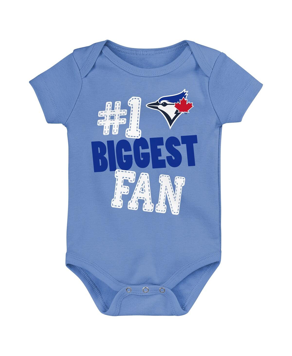 Shop Fanatics Baby Boys And Girls  Toronto Blue Jays Fan Pennant 3-pack Bodysuit Set In Light Blue,royal,white