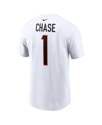 Men's Ja'Marr Chase White Cincinnati Bengals Player Name and Number T-shirt
