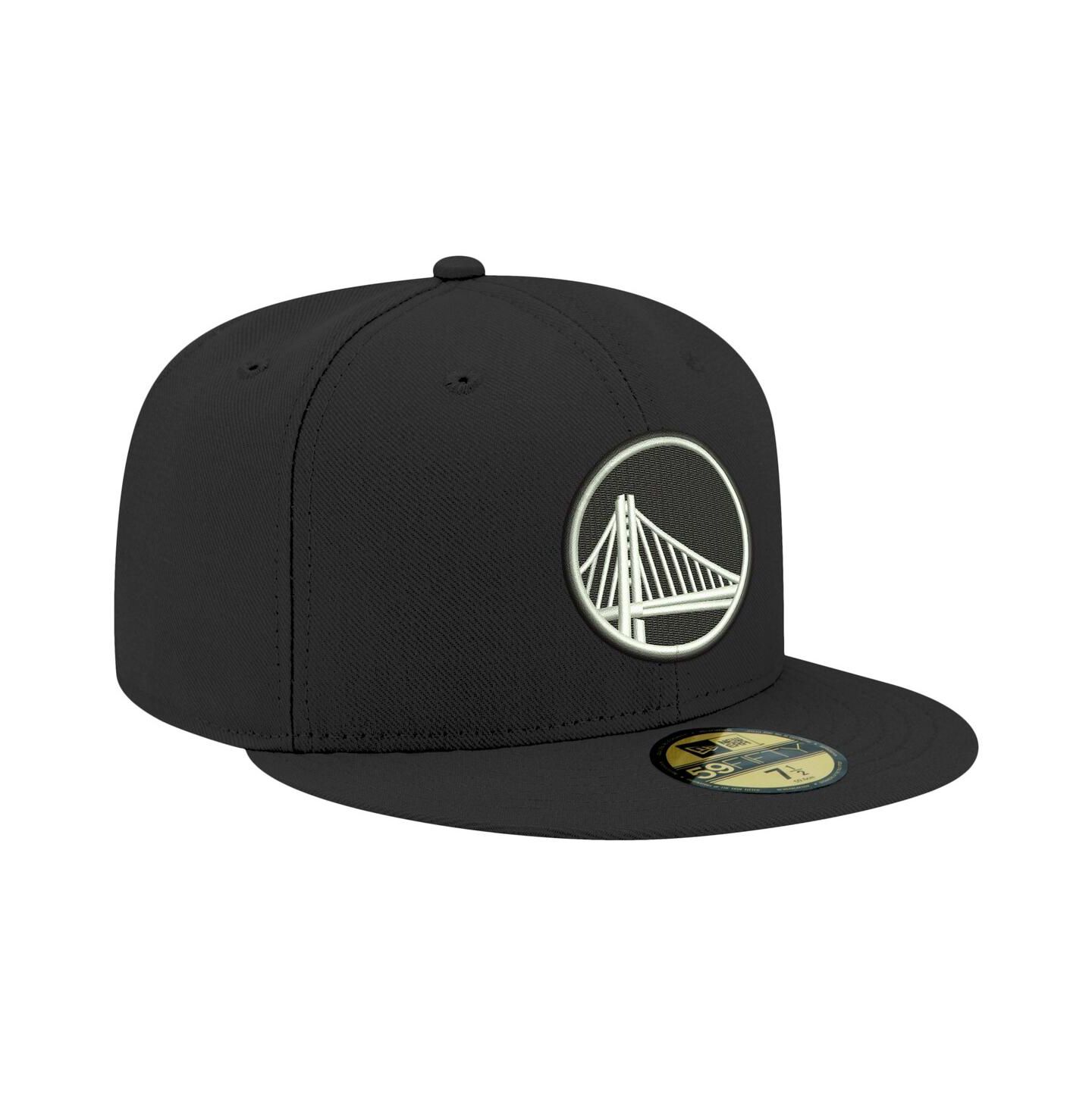 Мужская кепка New Era Black Golden State Warriors Black and White 59FIFTY Fitted Hat — фото 4