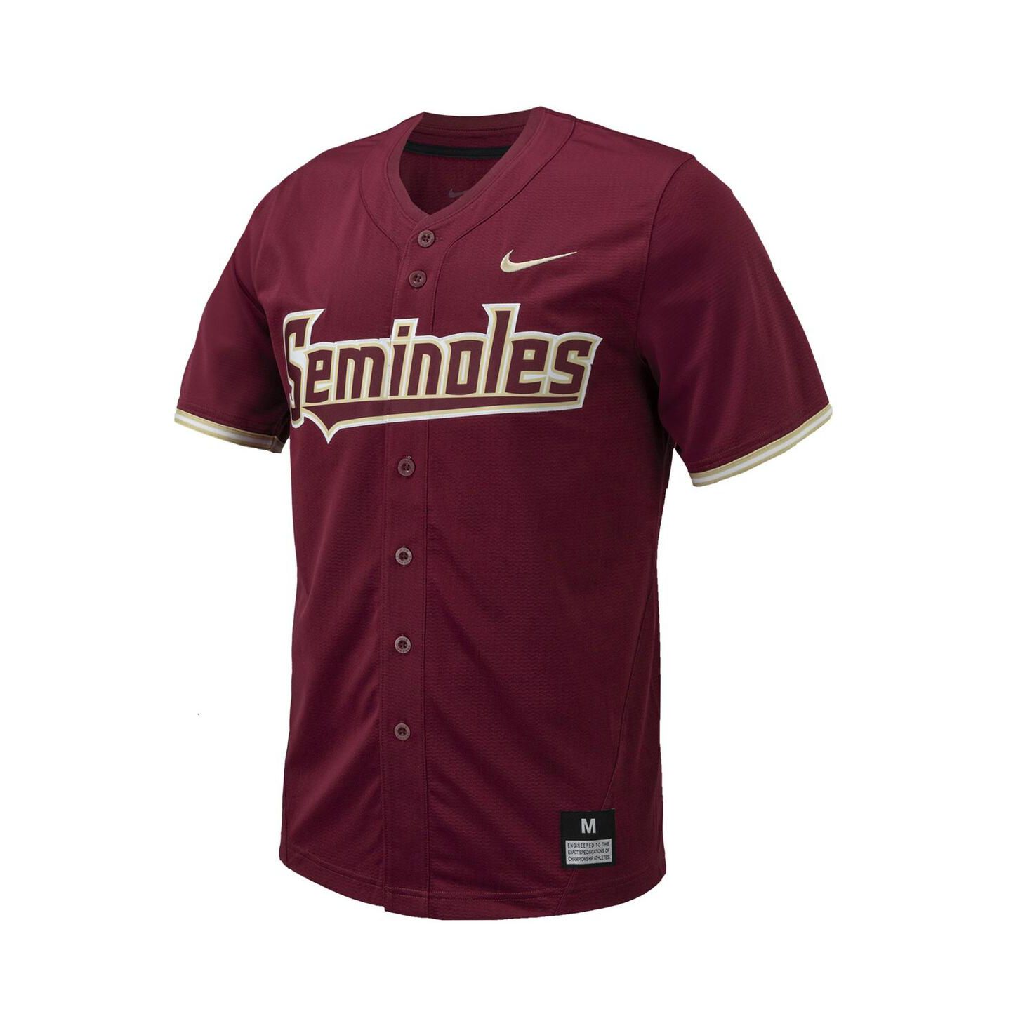Мужской топ Nike Florida State Seminoles Replica Full-Button Baseball Jersey, цвет: Гранатовый — фото 2