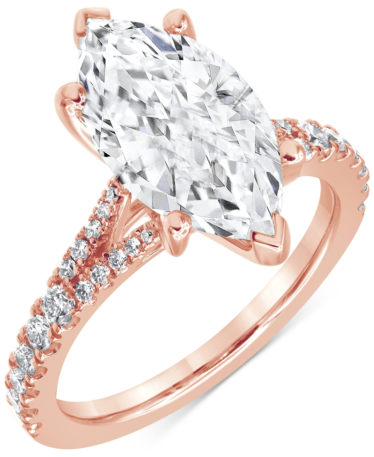 Badgley Mischka Certified Lab Grown Marquise Diamond Split Shank Engagement Ring (3-1/3 Ct. T.w.) In 14k Gold In Rose Gold