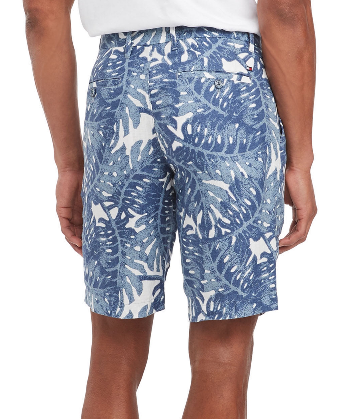Shop Tommy Hilfiger Men's Harlem Tropical Print Linen Shorts In Ultra Blue