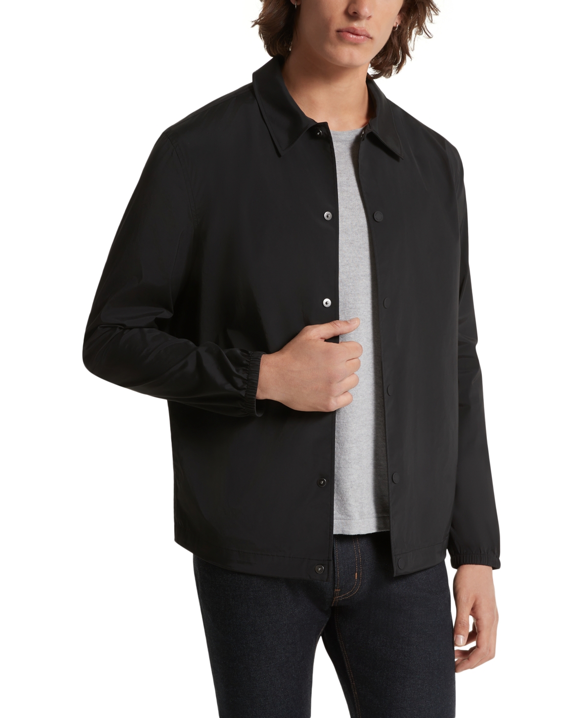 Michael Kors Men's Snap-front Nylon Shirt Jacket In Black