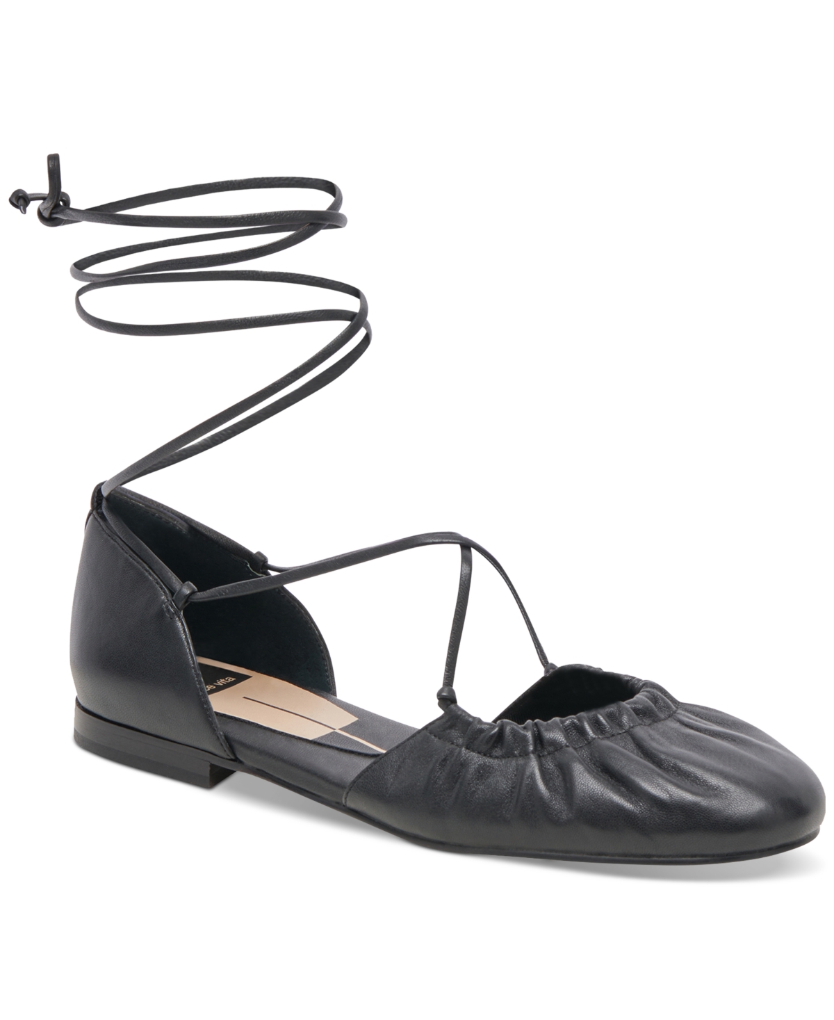 Shop Dolce Vita Women's Cancun Lace-up Ballet Flats In Black Leather