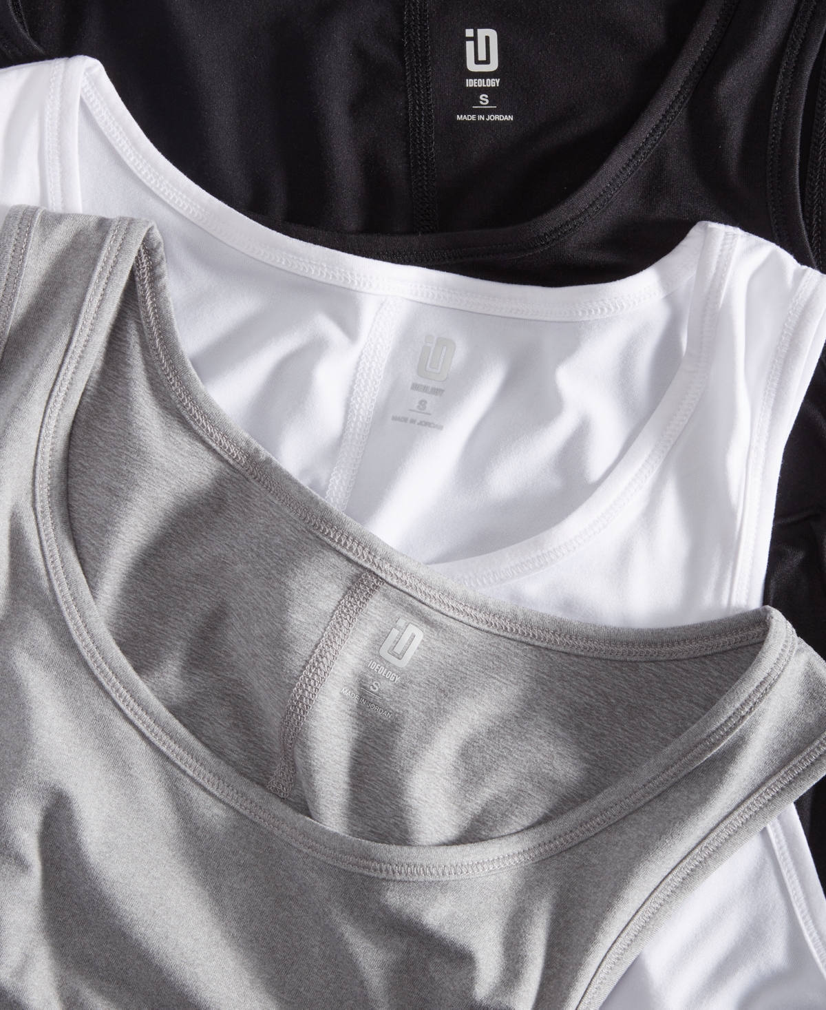Id Ideology Women's Active 3 Pack Solid Tank Top, Created for Macy's -White/Grey