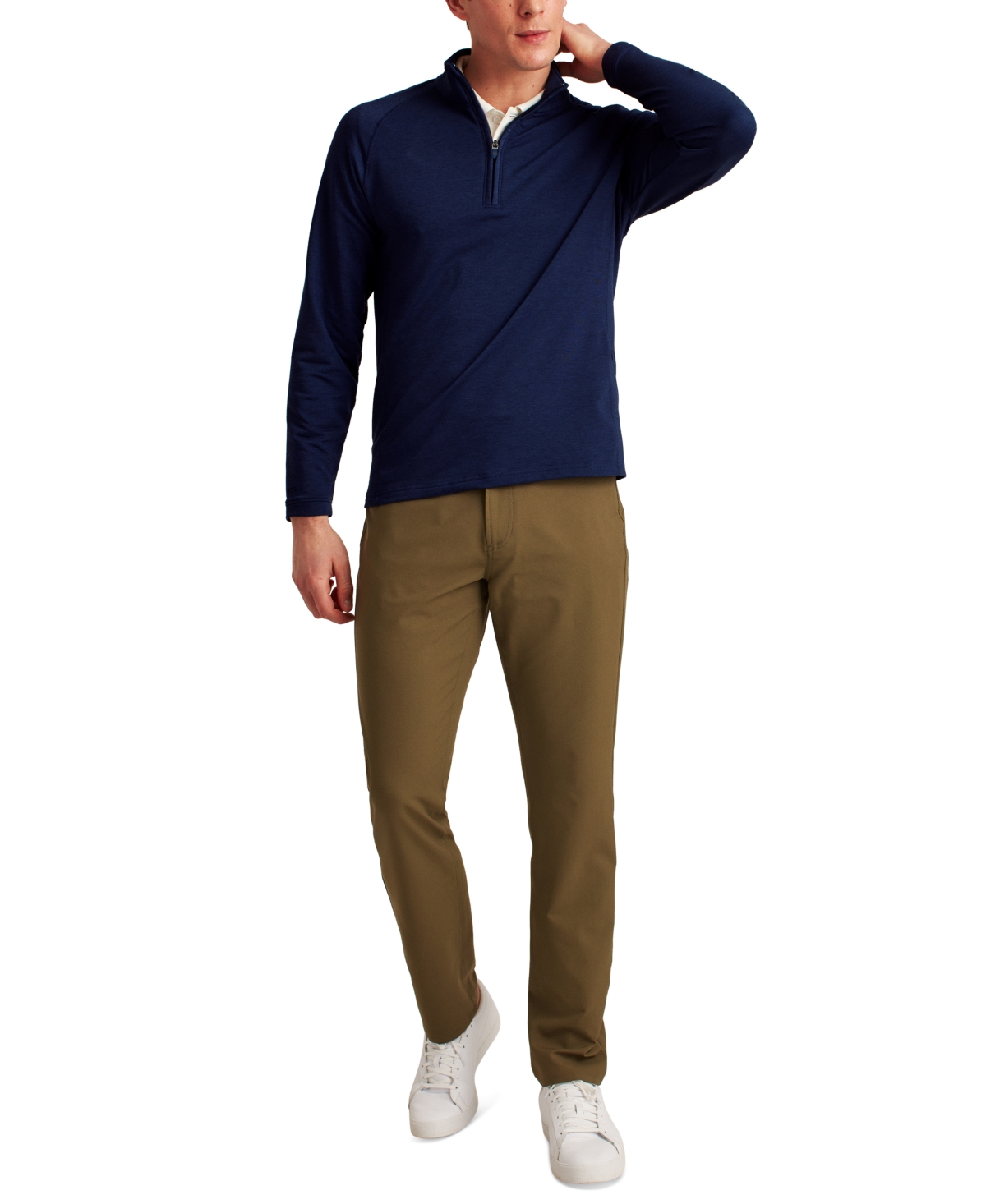 Men's Long Sleeve Half-Zip Pullover Sweatshirt - Navy