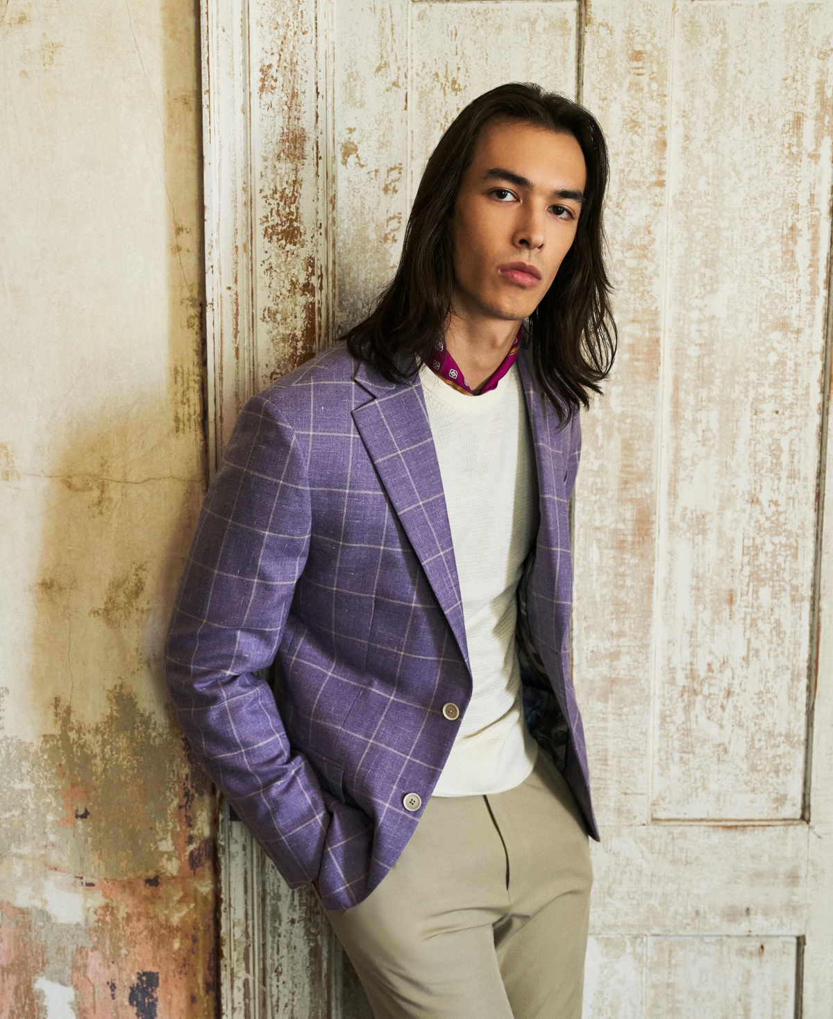 Tallia Men's Slim-Fit Windowpane Wool-Blend Sport Coat