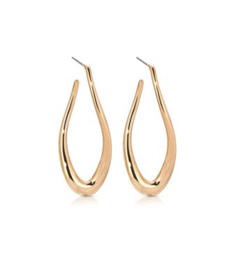 Oblong 18k Gold Plated Abstract Hoop Earring