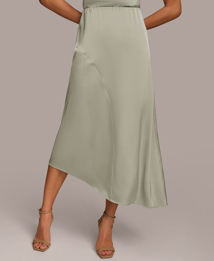 Donna Karan Women's Asymmetric Satin Midi Skirt - Macy's