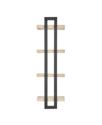 4-Tier Ladder Bracket Floating Wall Shelves, Black Metal Finish