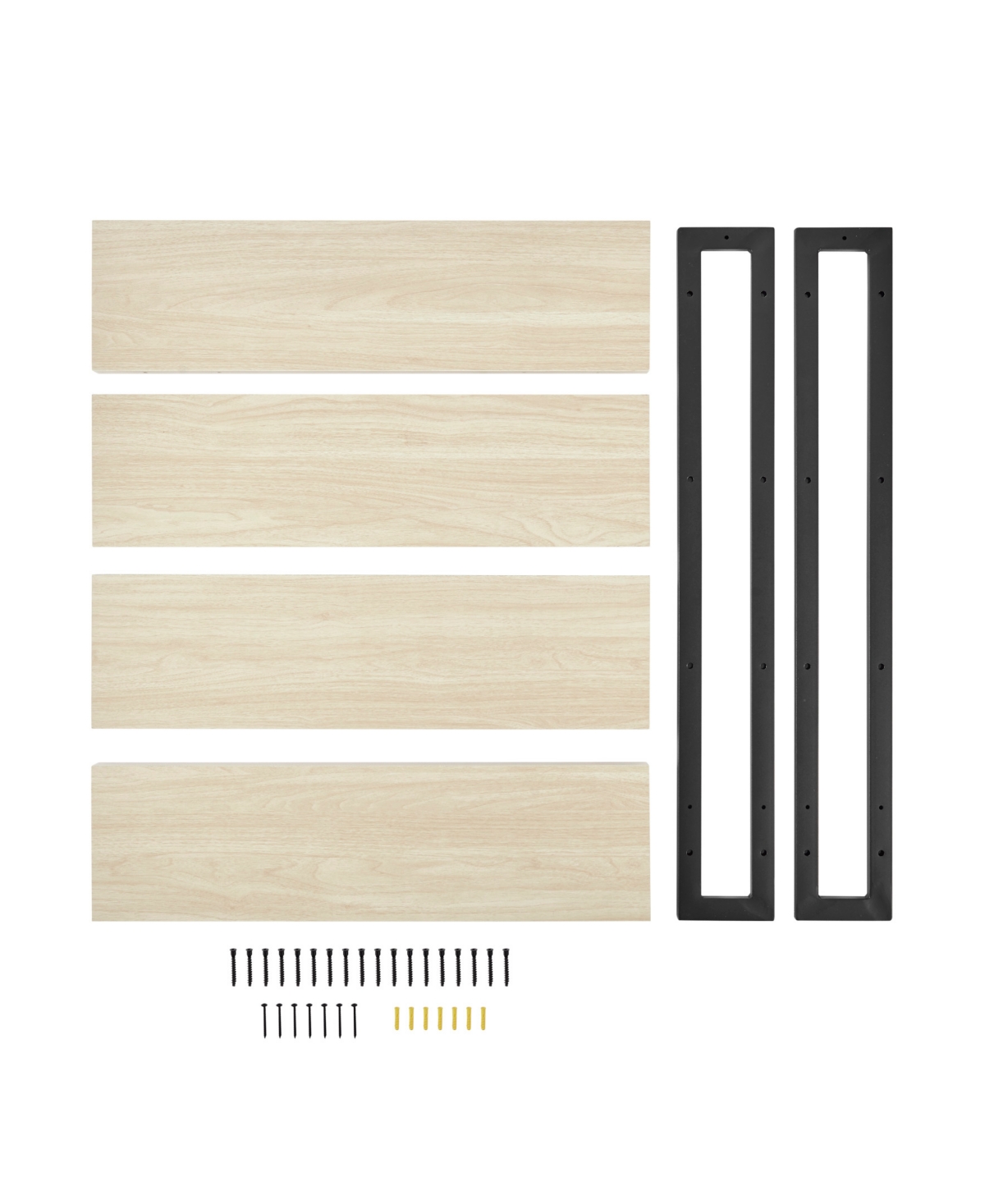 Danya B 4-tier Floating Bracket Wall Shelf, Black Metal Finish In White Birch