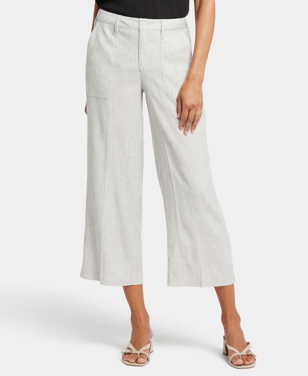 Shop Nydj Women's Wideleg Cargo Cropped Length Pants In Slubby Stripe
