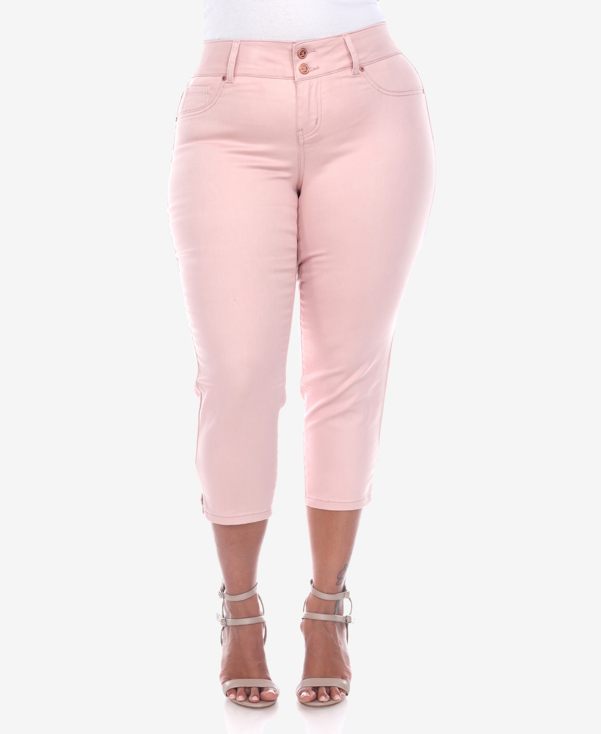 White Mark Plus Size Capri Jeans